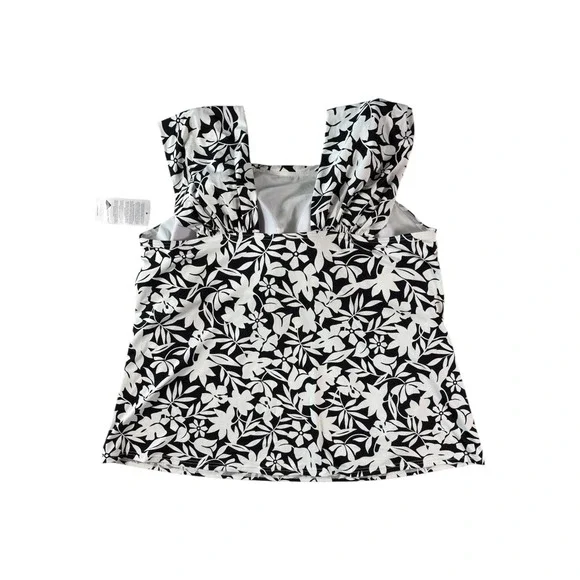 NWT Lands End Tankini Top Womens 22W Black White Floral Square Neck Modest Swim - Picture 3 of 6